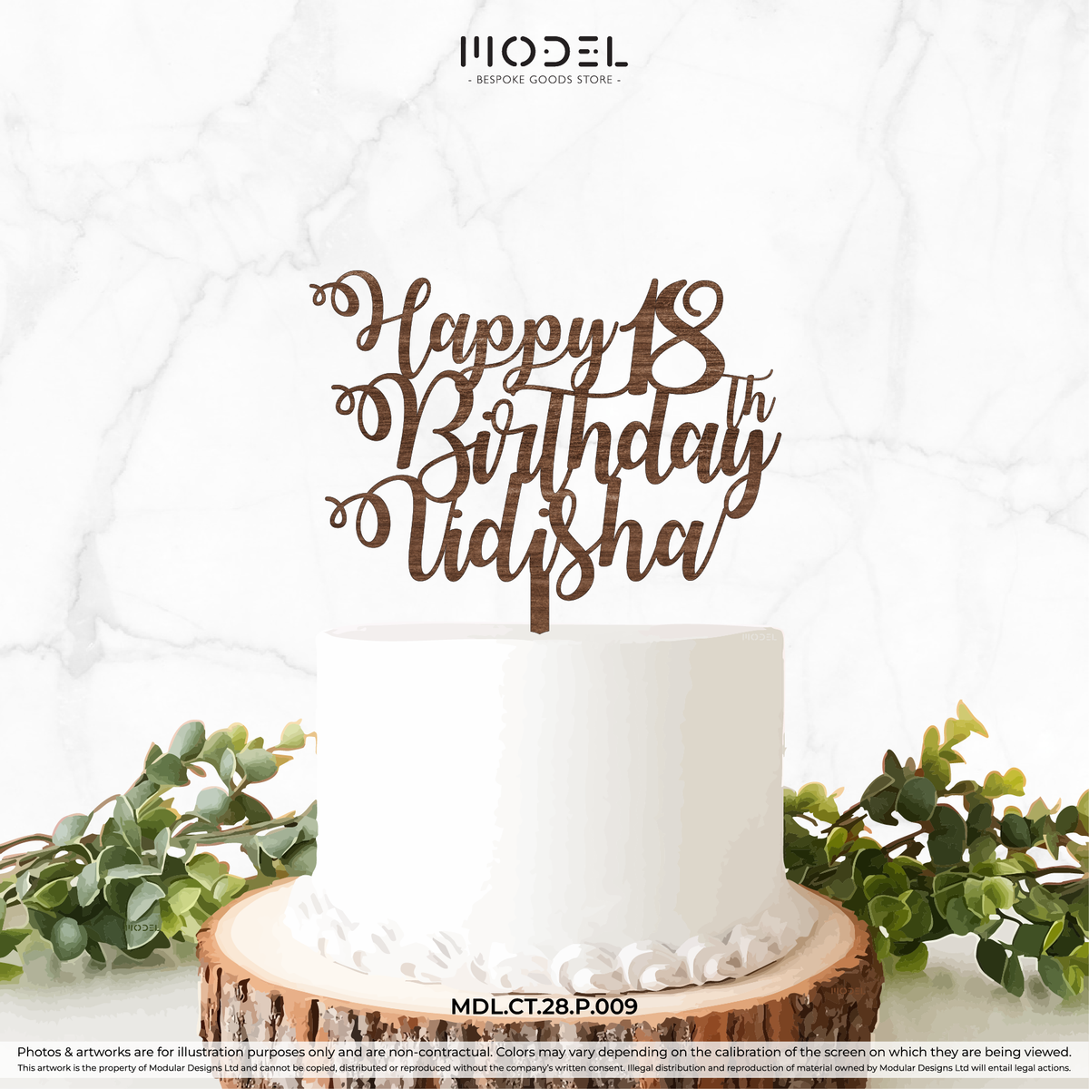 Name + Age + Happy Birthday