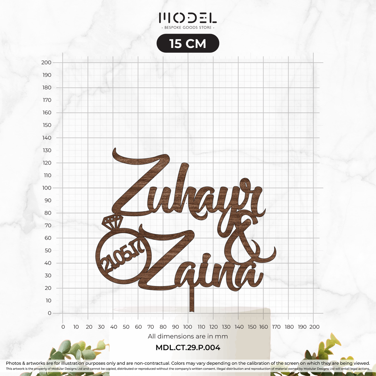 2 Names + Engagement Ring + Date
