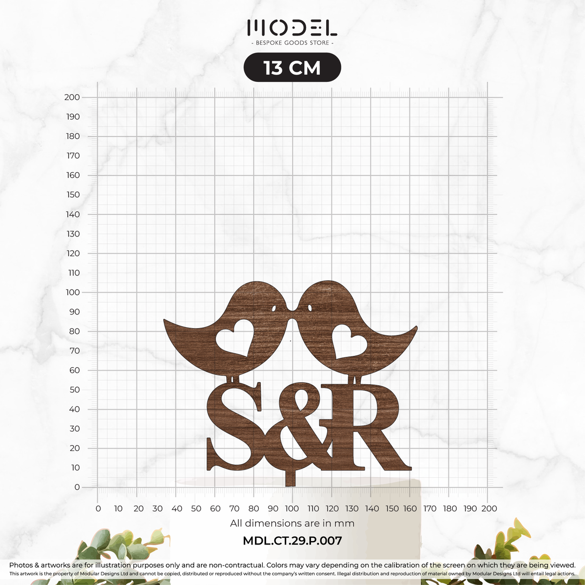 2 Initials + Love Birds + Heart