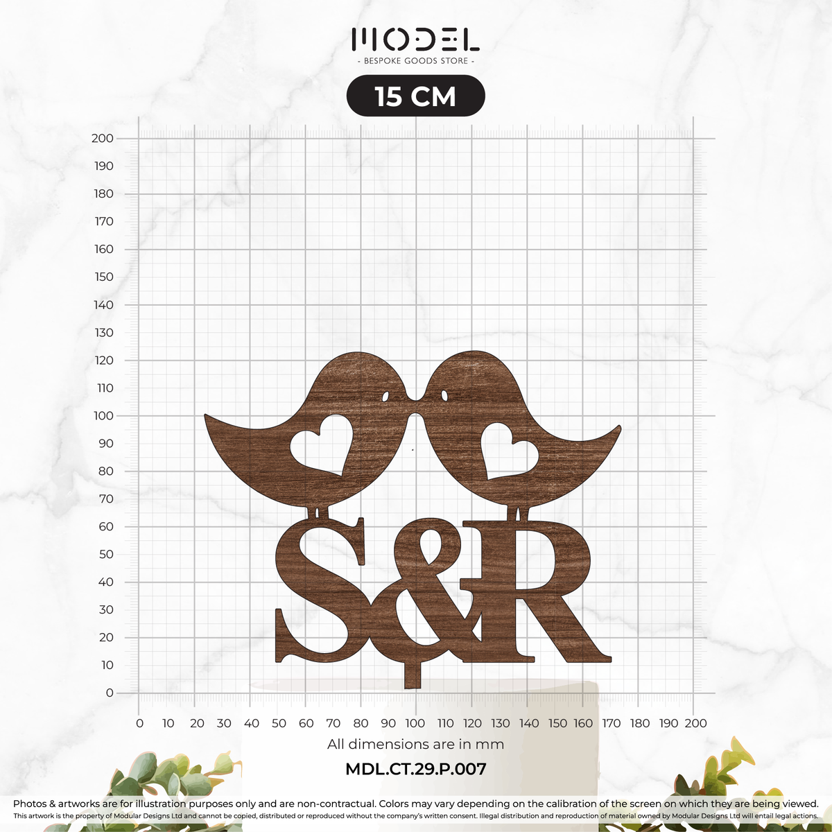 2 Initials + Love Birds + Heart