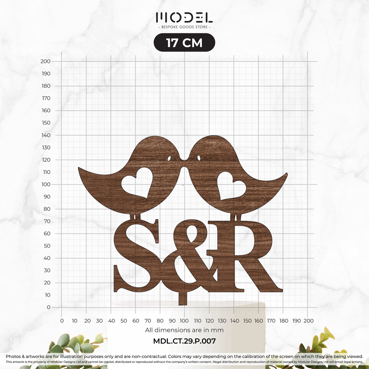 2 Initials + Love Birds + Heart