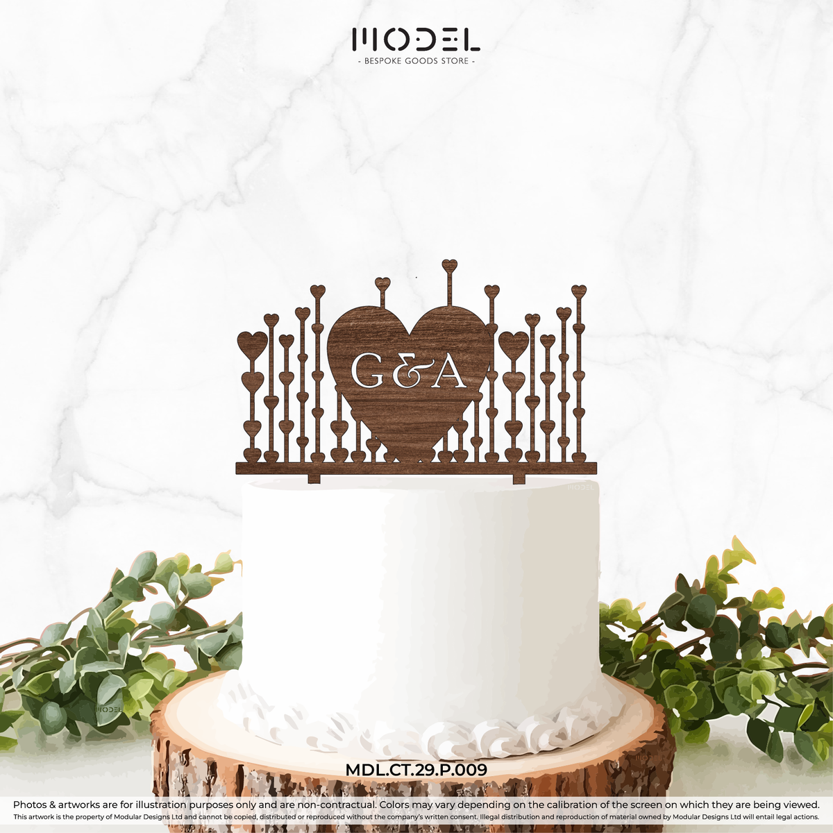 2 Initials + Hearts Deco