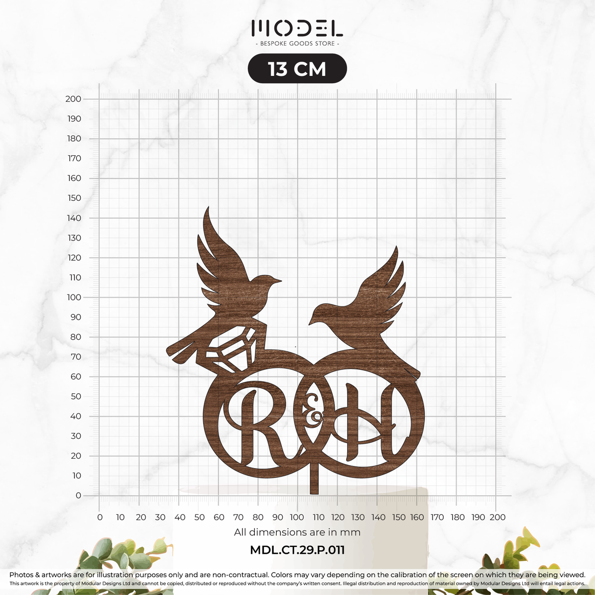 2 Initials + Love Birds + Rings