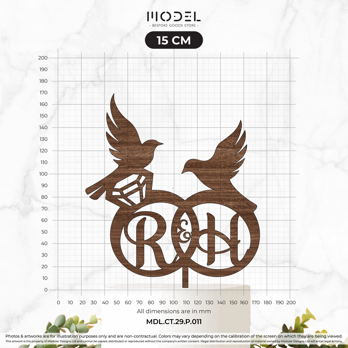 2 Initials + Love Birds + Rings