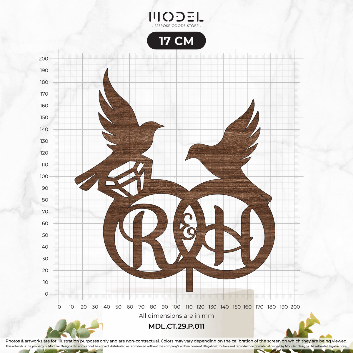 2 Initials + Love Birds + Rings